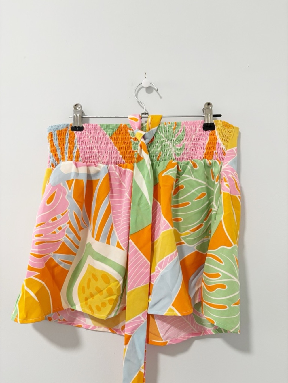 SHEIN Tropical Print Strapless Top Womens Size Medium Orange Pink Yellow Coastal - Picture 4 of 6